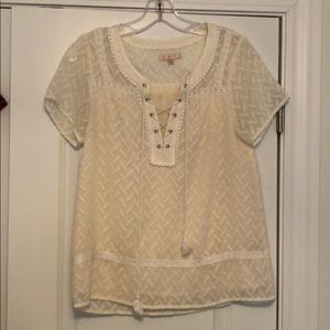 White lace up top